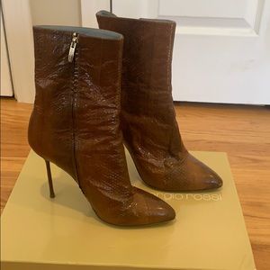 Sergio Rossi Scarpe Donna Brown Leather Booties